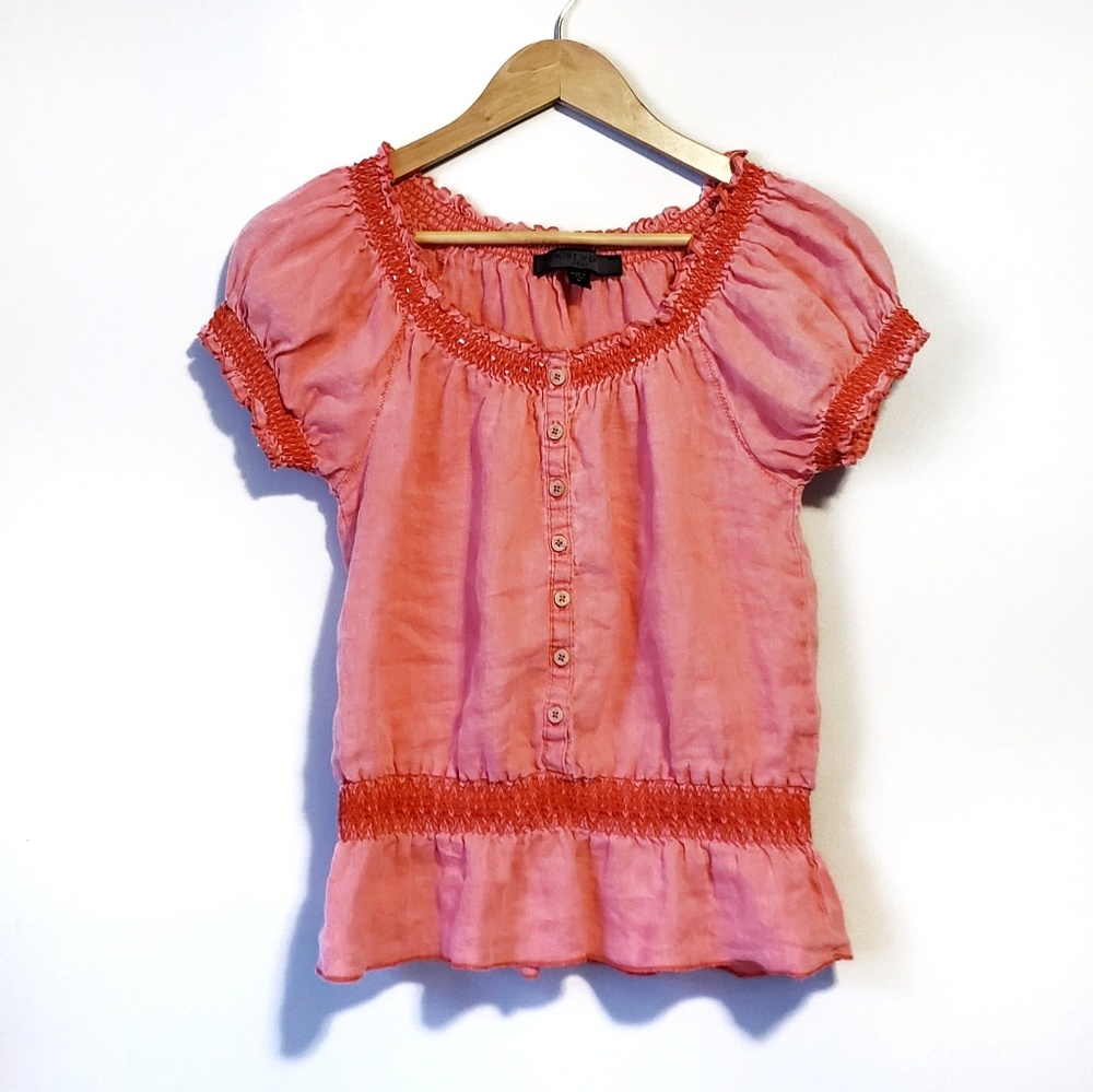 Nine West Coral Beaded Top Size Small
